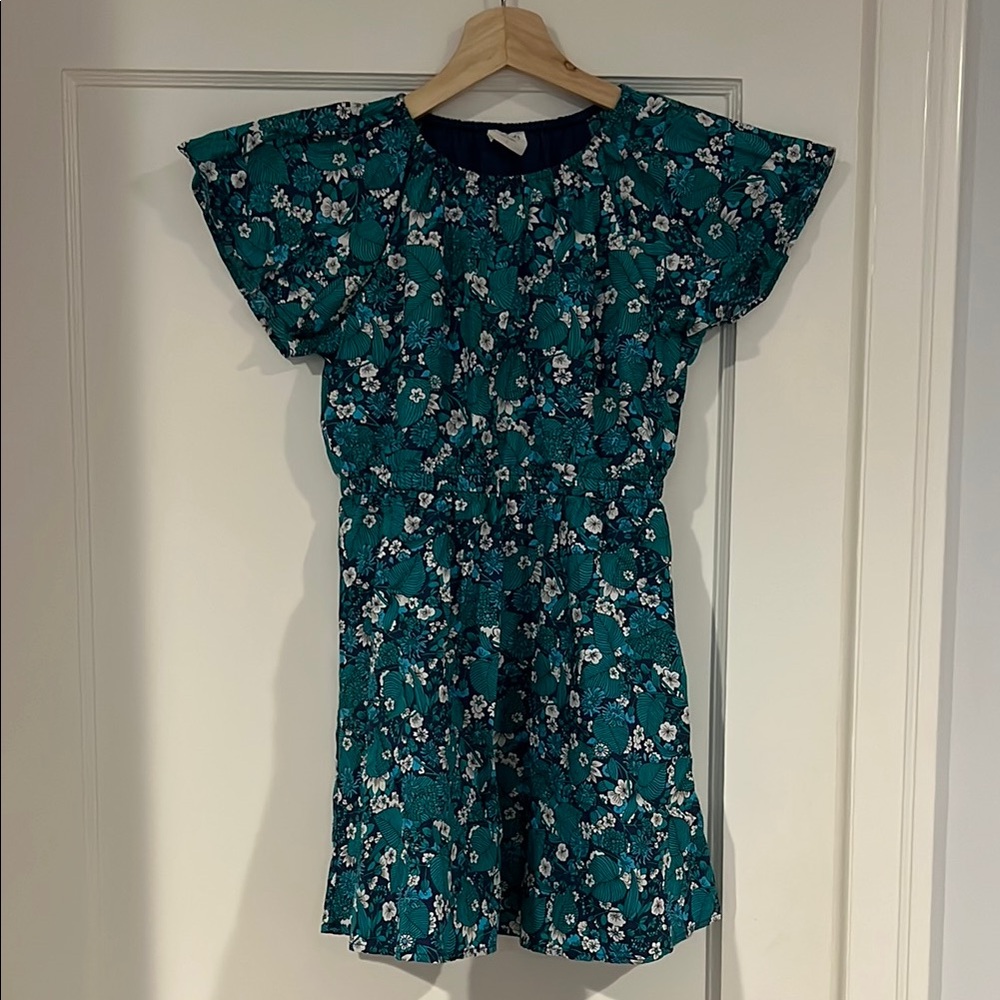 Crewcuts Floral Kids Dress - Teal and White